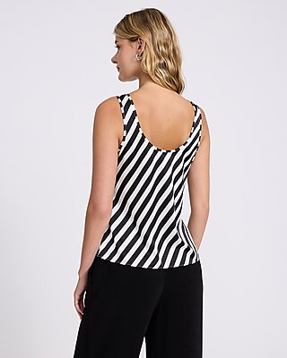 Satin Striped Scoop Neck Tank