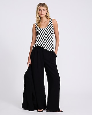 Satin Striped Scoop Neck Tank