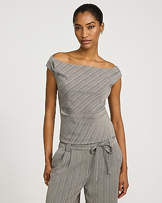 Satin One Shoulder Bell Sleeve Top | Express