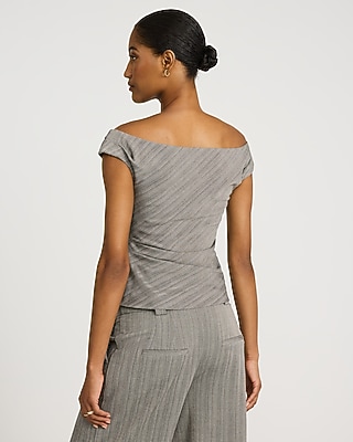 Printed Fitted Off The Shoulder Tailored Top