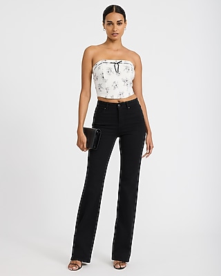 Floral Strapless Tie Front Corset Cropped Top