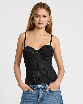 Mesh Floral Sweetheart Corset Top