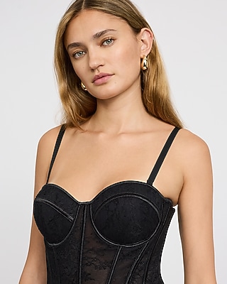 Mesh Floral Sweetheart Corset Top
