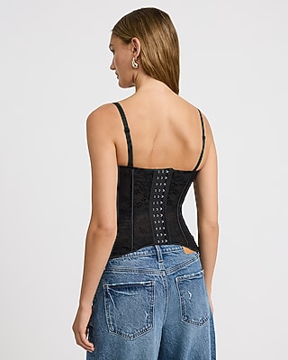 Mesh Floral Sweetheart Corset Top