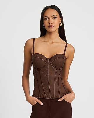 Mesh Floral Sweetheart Corset Top