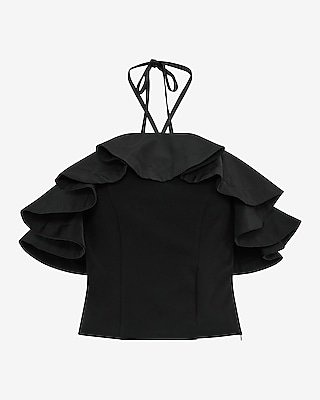 Halter Neck Ruffled Tailored Top