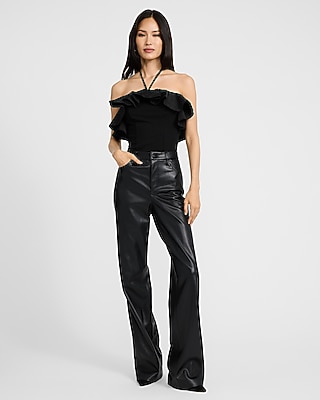 Halter Neck Ruffled Tailored Top