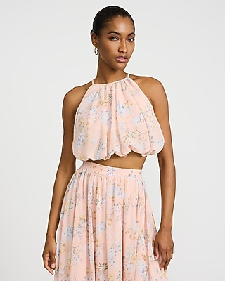 Floral Chiffon Cropped Bubble Cami - image 2