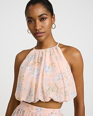 Floral Chiffon Cropped Bubble Cami - image 3