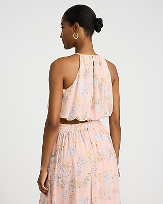 Floral Chiffon Cropped Bubble Cami - image 4