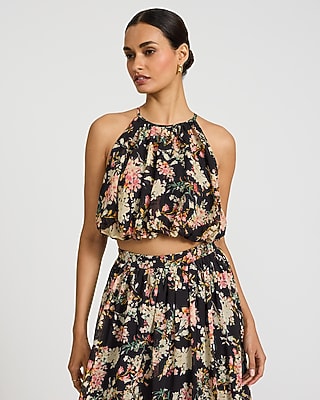 Floral Chiffon Cropped Bubble Cami