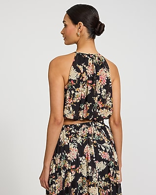 Floral Chiffon Cropped Bubble Cami