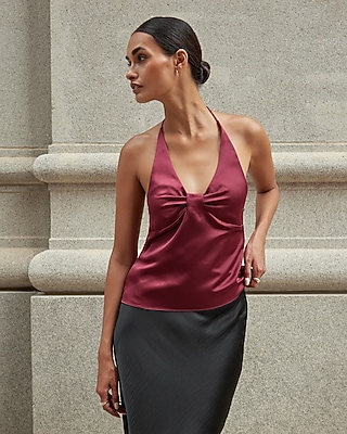 Satin Tie Halter Neck Top
