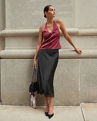 Satin Tie Halter Neck Top - thumbnail 3