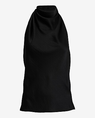 Satin Halter Cowl Neck Tank