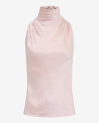 Satin Halter Cowl Neck Tank