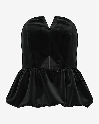 Velvet Strapless Cutout Peplum Tube Top