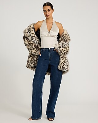 Satin Halter Neck Embellished Bow Top