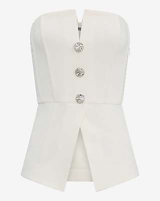 V-Neck Corset Novelty Button Cutaway Tailored Tube Top