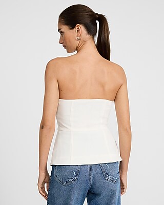 V-Neck Corset Novelty Button Cutaway Tailored Tube Top