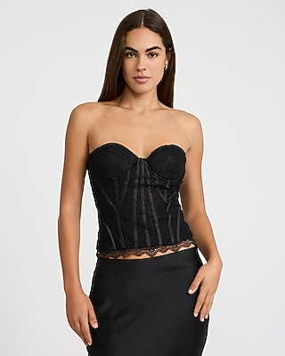 Lace Trim Draped Corset Top | Express