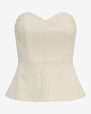 Faux Leather Sweetheart Peplum Tube Top