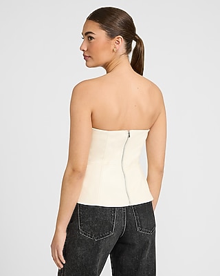 Faux Leather Sweetheart Peplum Tube Top