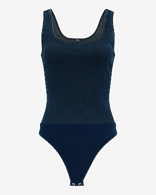 Denim Scoop Neck Bodysuit