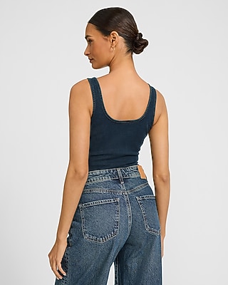 Denim Scoop Neck Bodysuit