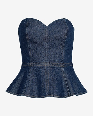 Denim Sweetheart Peplum Tube Top