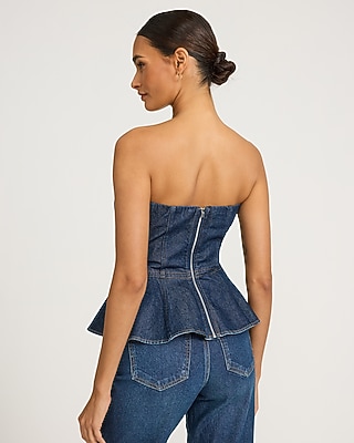 Denim Sweetheart Peplum Tube Top