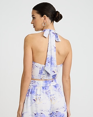 Floral V-Neck Button Front Halter Vest - image 5