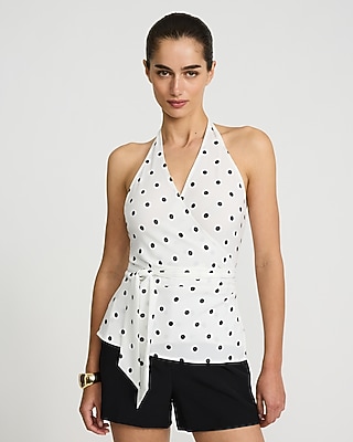 Printed Ruffle Halter Neck Tank | Express