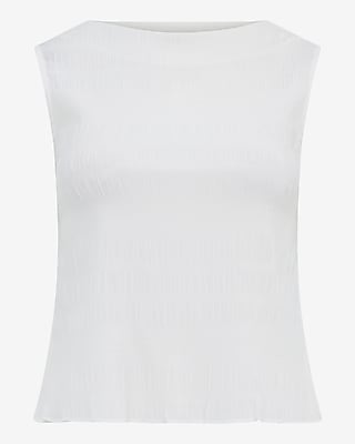 Textured Smocked Boat Neck Tank
