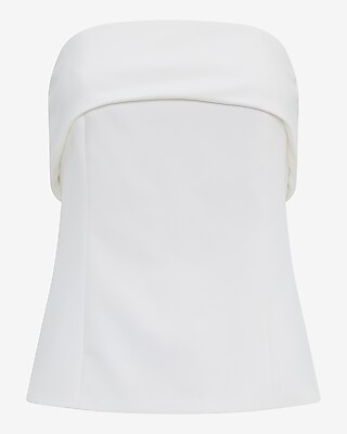 Studio Stretch Twill Fold Over Strapless Tailored Top