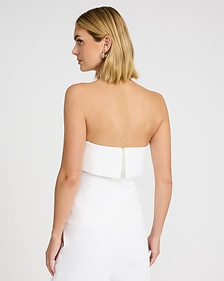 Studio Stretch Twill Fold Over Strapless Tailored Top