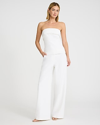 Studio Stretch Twill Fold Over Strapless Tailored Top