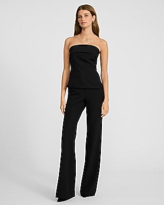 Studio Stretch Twill Fold Over Strapless Tailored Top
