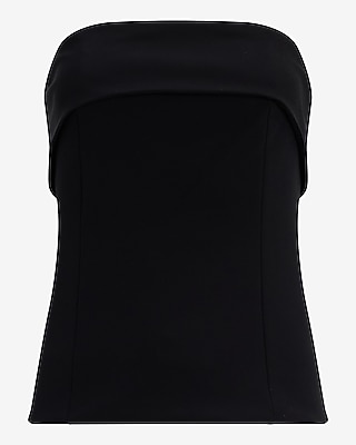 Studio Stretch Twill Fold Over Strapless Tailored Top