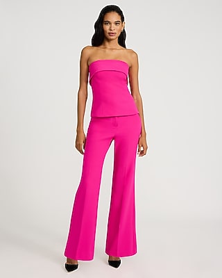 Studio Stretch Twill Foldover Strapless Tailored Top