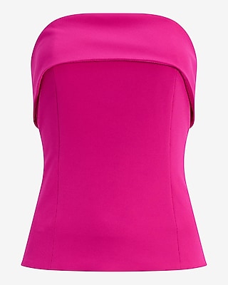 Studio Stretch Twill Foldover Strapless Tailored Top