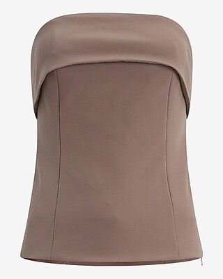 Studio Stretch Twill Foldover Strapless Tailored Top