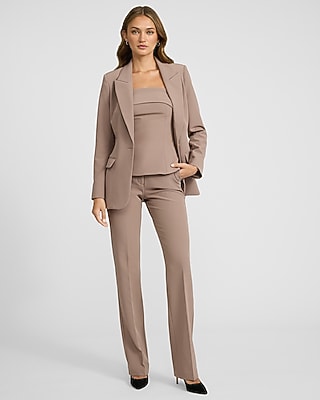 Studio Stretch Twill Foldover Strapless Tailored Top