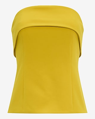 Studio Stretch Twill Fold Over Strapless Tailored Top