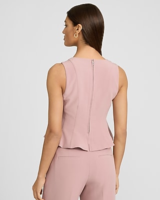 Square Neck Seamed Peplum Tank