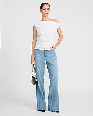 Asymmetrical Off The Shoulder Draped Top
