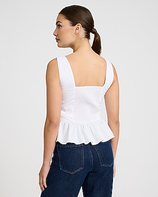 V-Neck Ruched Peplum Hem