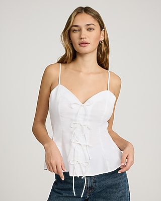 Sweetheart Bow Front Peplum Cami | Express