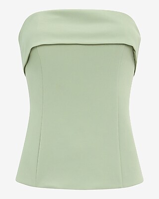 Studio Stretch Twill Fold Over Strapless Tailored Top