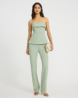Studio Stretch Twill Fold Over Strapless Tailored Top